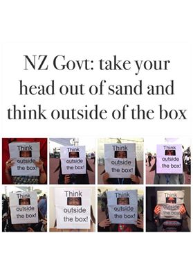 Doing the best we can to support the Heads in the Sand campaign over here at the conference in Lima! Unfortunately there's no sand onsite. From the New Zealand Youth Delegation and other NZers. Photo: Maddie Little